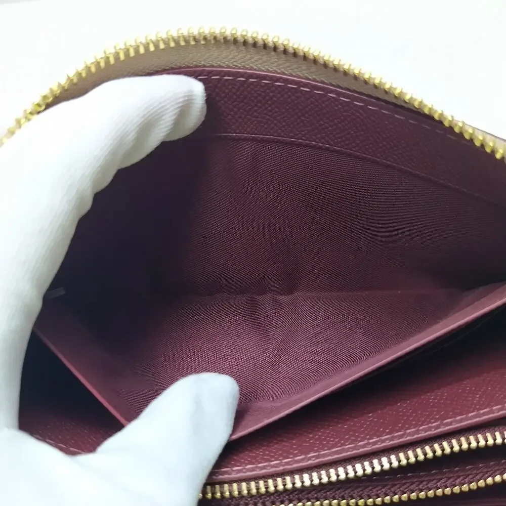 Coach Taupe Brown Crossgrain Leather Zip Around Credit Card Wallet - NWT $298